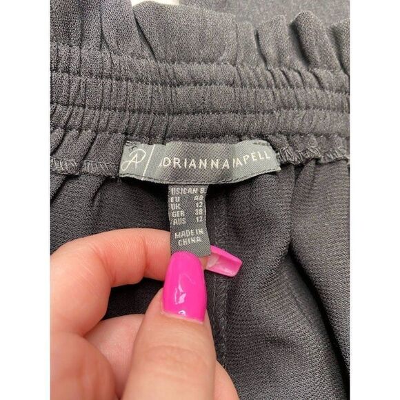 Adrianna Papell Black High Waisted Cropped Capri Paper Bag Pants Sz 8 - Picture 5 of 8